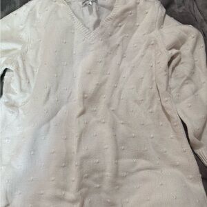 Croft & Barrow White V-Neck Sweater